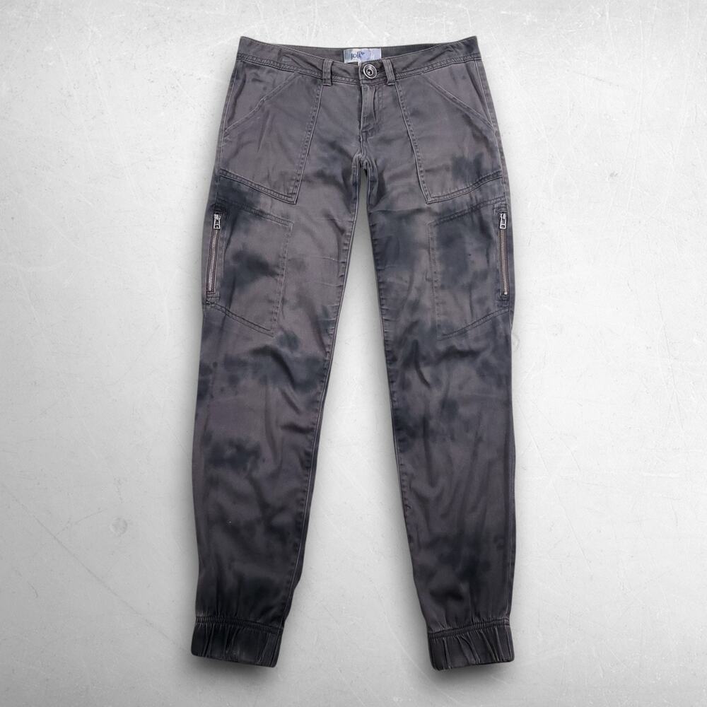 Jolt Cargo Joggers Women Jr 1 Gray Black Tie Dye Stretch Pockets Y2K Hip Hop